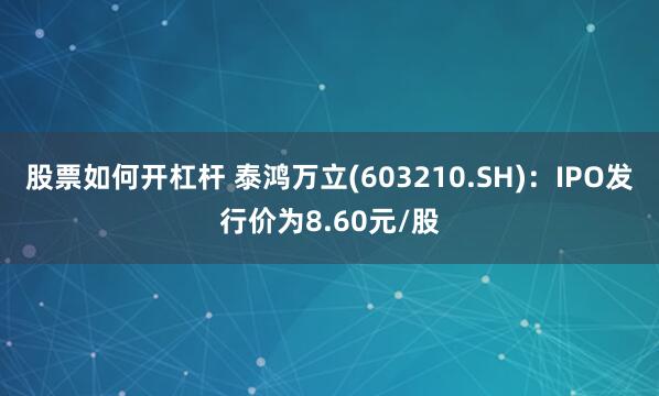 股票如何开杠杆 泰鸿万立(603210.SH)：IPO发行价为8.60元/股
