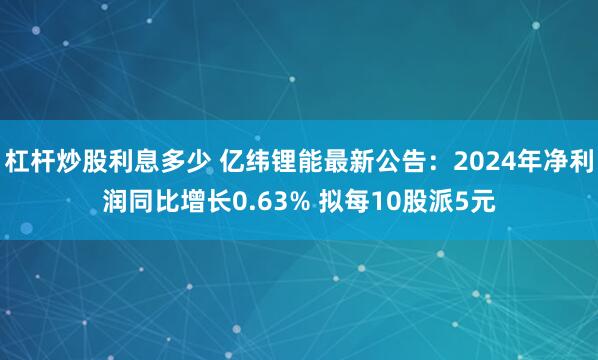 杠杆炒股利息多少 亿纬锂能最新公告：2024年净利润同比增长0.63% 拟每10股派5元