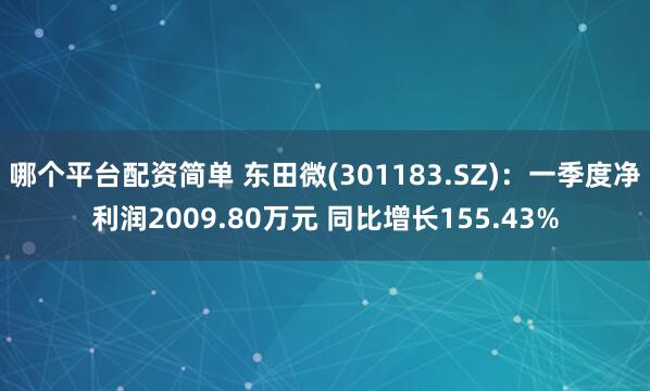 哪个平台配资简单 东田微(301183.SZ)：一季度净利润2009.80万元 同比增长155.43%