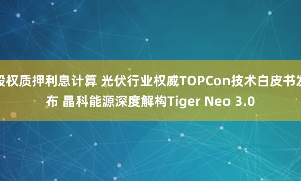 股权质押利息计算 光伏行业权威TOPCon技术白皮书发布 晶科能源深度解构Tiger Neo 3.0