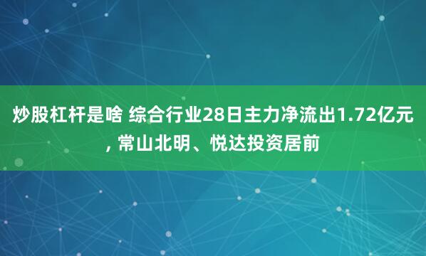 炒股杠杆是啥 综合行业28日主力净流出1.72亿元, 常山北明、悦达投资居前