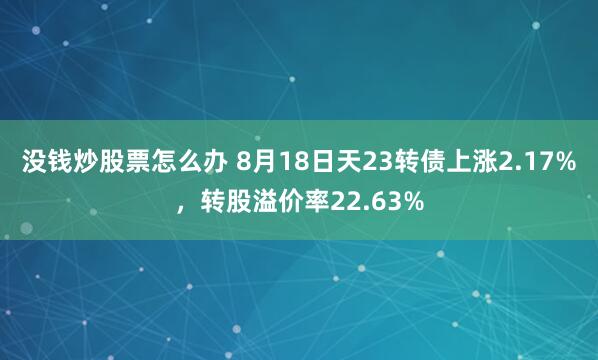 没钱炒股票怎么办 8月18日天23转债上涨2.17%，转股溢价率22.63%