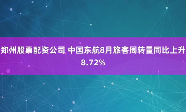 郑州股票配资公司 中国东航8月旅客周转量同比上升8.72%