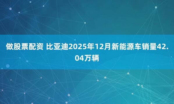 做股票配资 比亚迪2025年12月新能源车销量42.04万辆