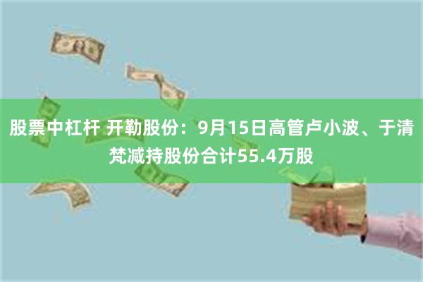 股票中杠杆 开勒股份：9月15日高管卢小波、于清梵减持股份合计55.4万股