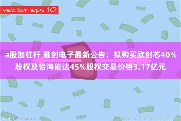 a股加杠杆 雅创电子最新公告：拟购买欧创芯40%股权及怡海能达45%股权交易价格3.17亿元