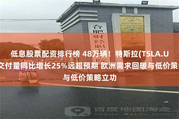 低息股票配资排行榜 48万辆!特斯拉(TSLA.US)Q2交付量同比增长25%远超预期 欧洲需求回暖与低价策略立功