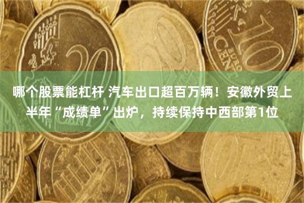 哪个股票能杠杆 汽车出口超百万辆！安徽外贸上半年“成绩单”出炉，持续保持中西部第1位