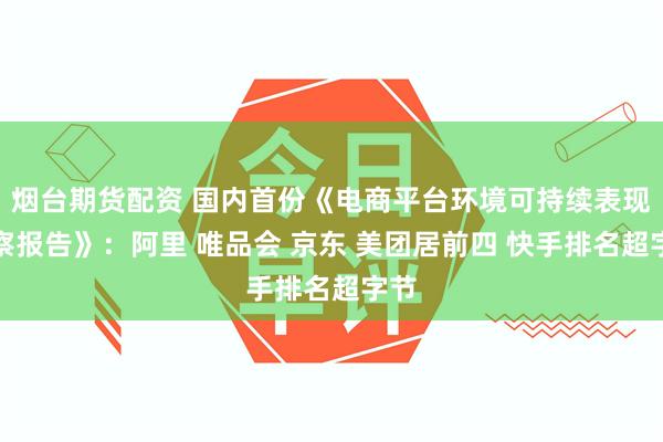 烟台期货配资 国内首份《电商平台环境可持续表现观察报告》：阿里 唯品会 京东 美团居前四 快手排名超字节